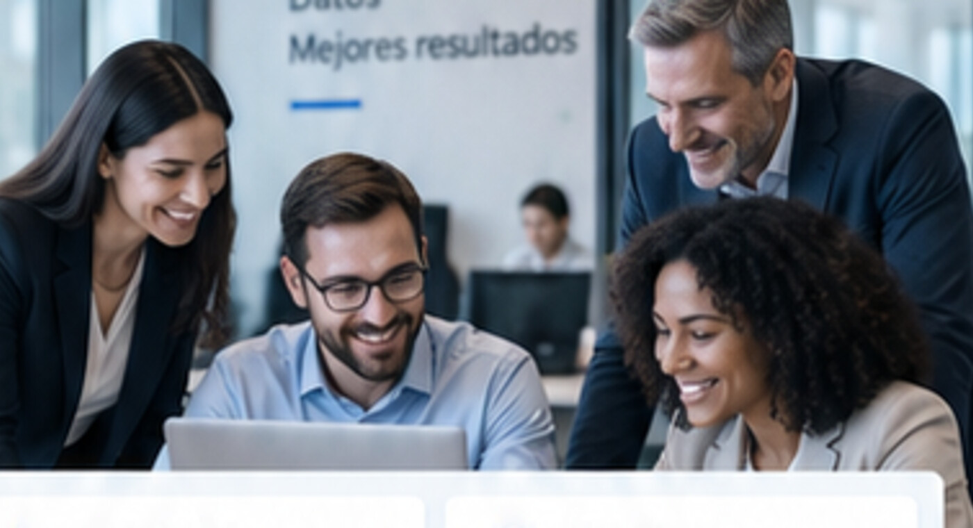 Equipo profesional colaborando en una oficina moderna